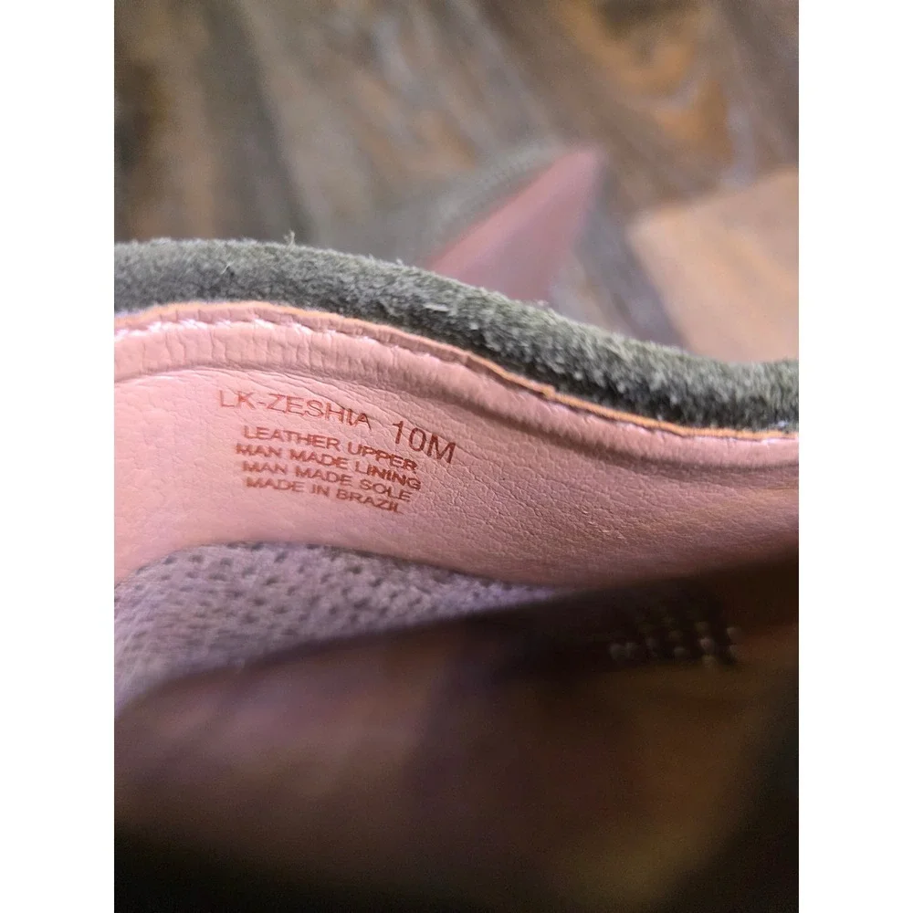 Lucky Brand Zeshia Olive Green Perforated Suede Ankle Booties Womens 10M - Picture 5 of 5